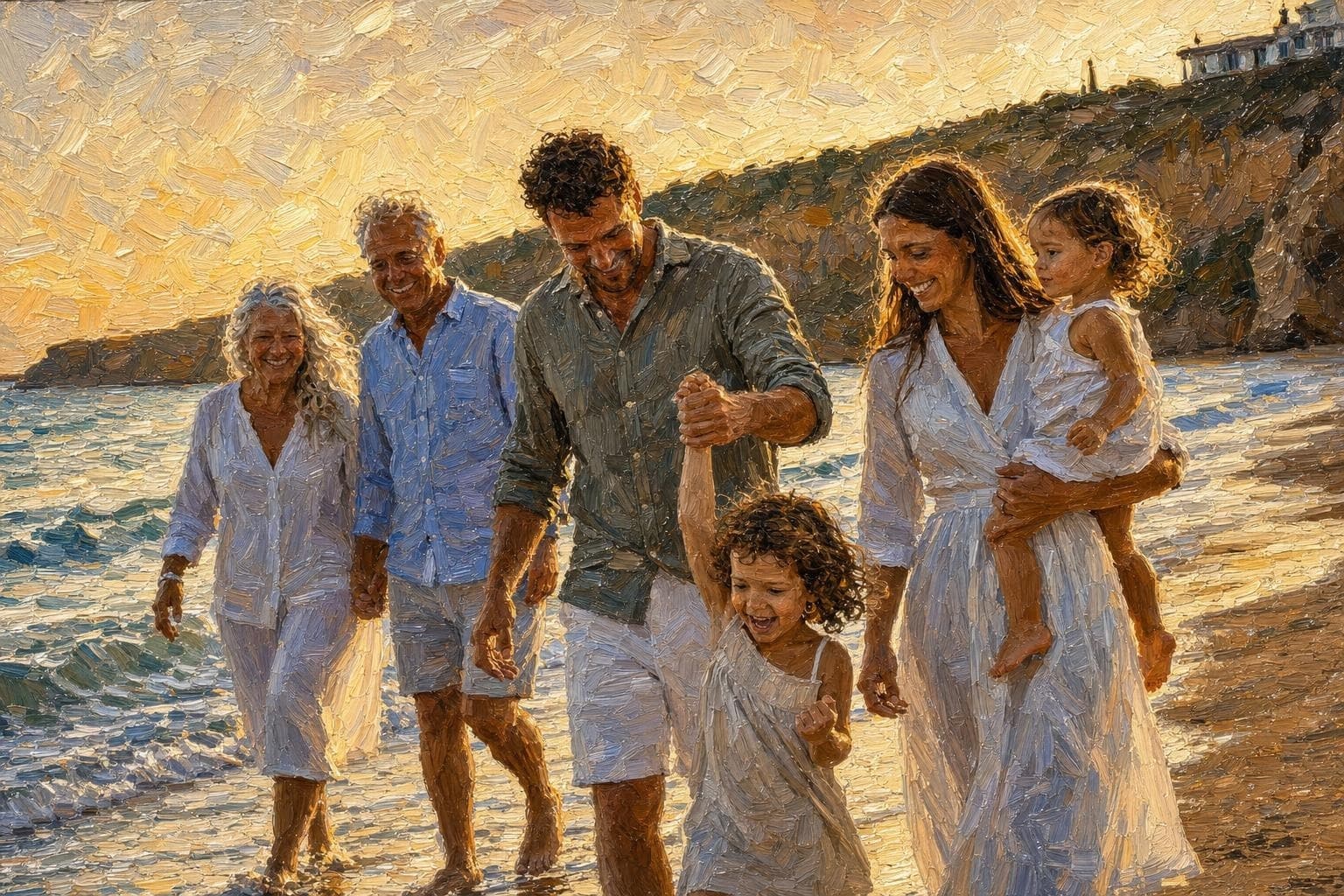 Drei Generationen an einem Tag – als Kunstwerk im Stil Impressionismus 3 – Pinselspur