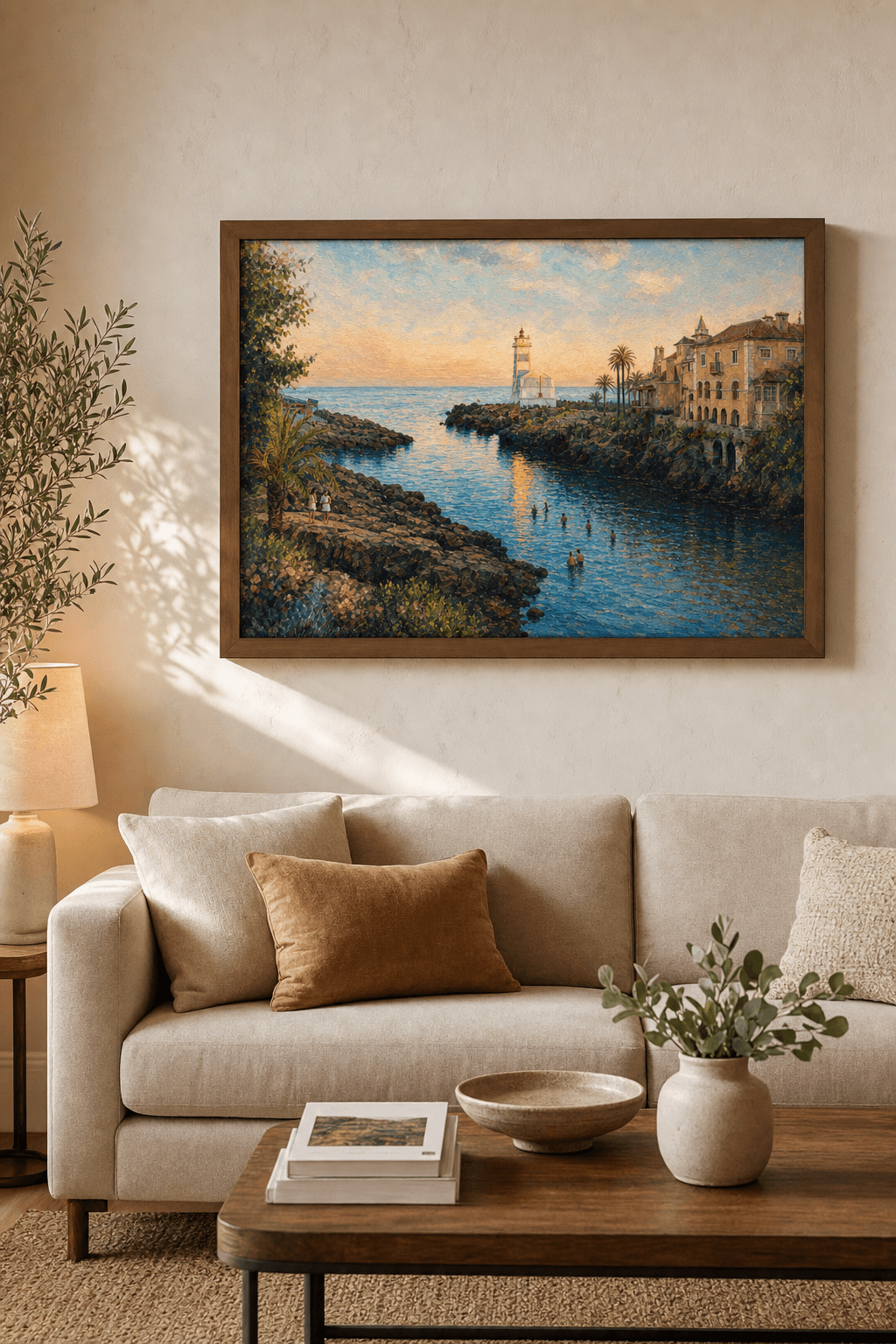 Die große Reise – als Gerahmte Giclée-Leinwand, Braun an einer Wand, Kunstwerk im Stil Impressionismus 5 – Pastelblüte